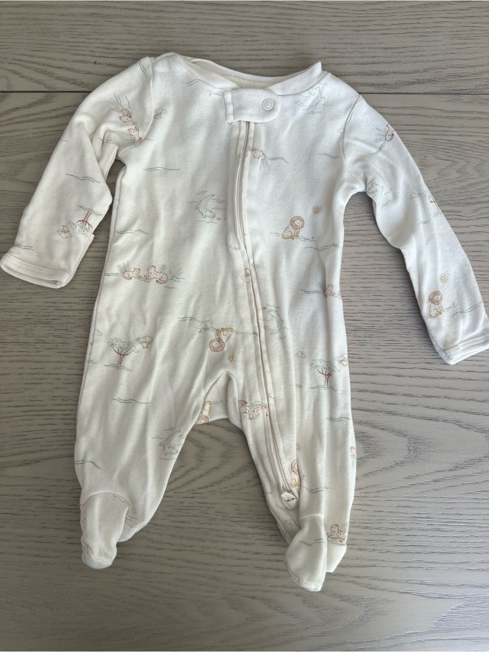 Carter's Cream Footed One-Piece with Light Animal Print